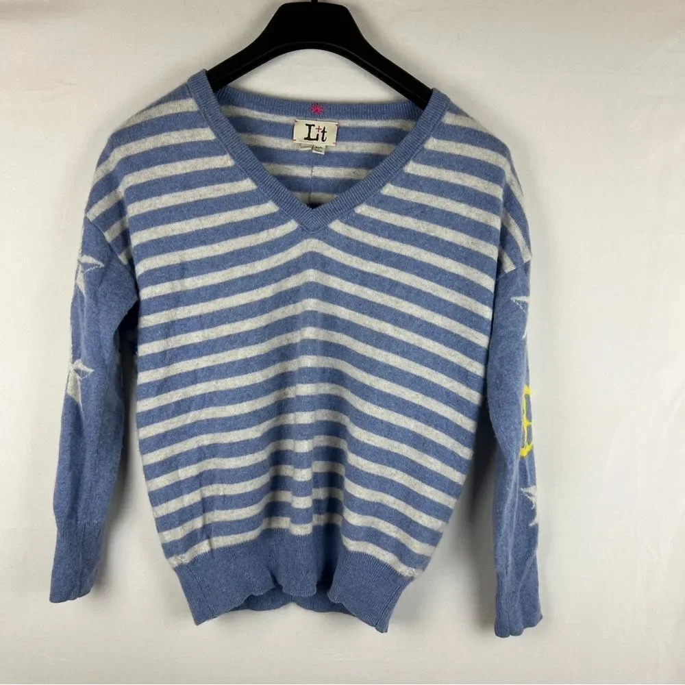 LABEL+thread Women's Cashmere Prep Star Vee sweater size XS